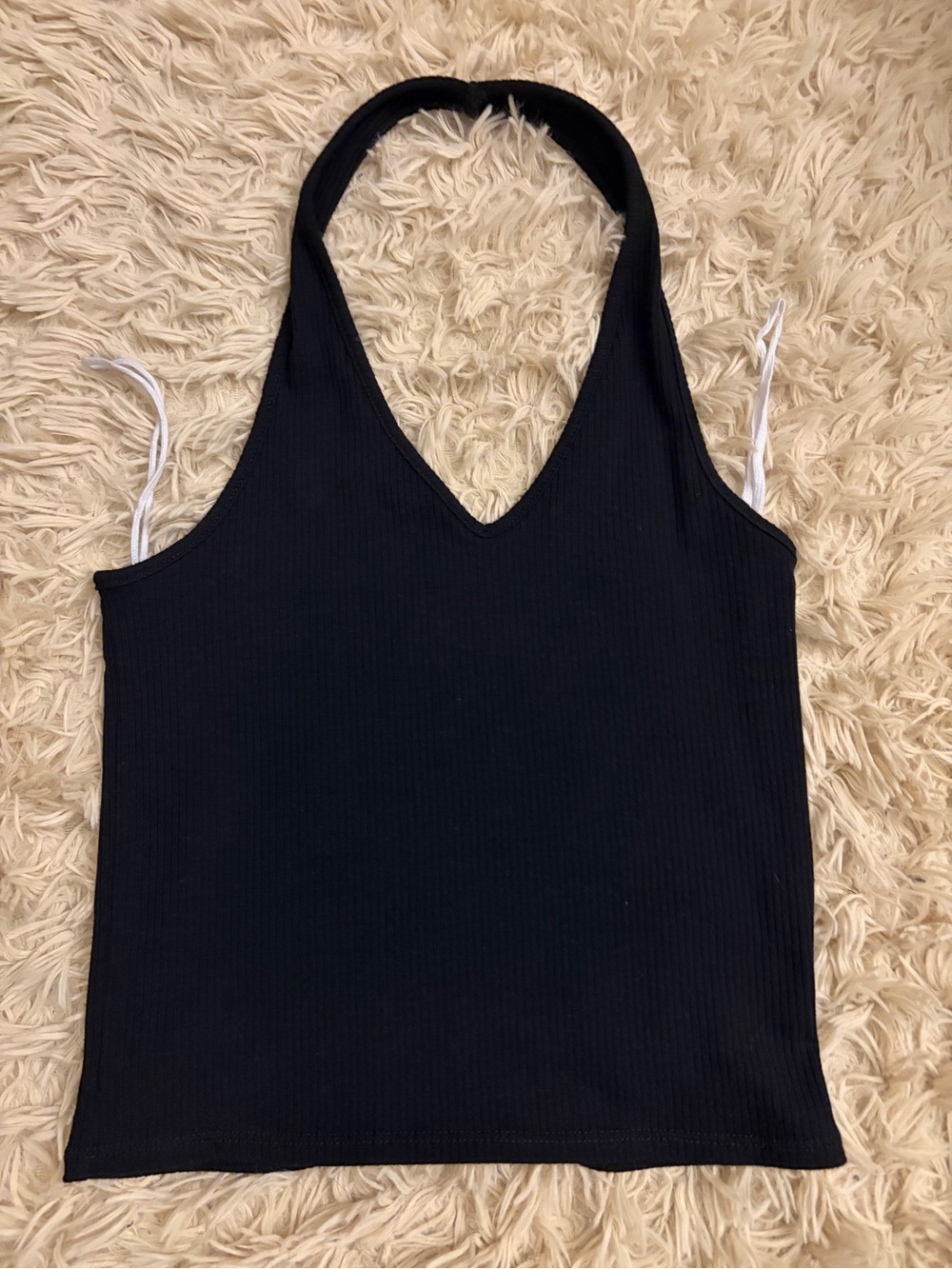 AE Black Ribbed Halter top